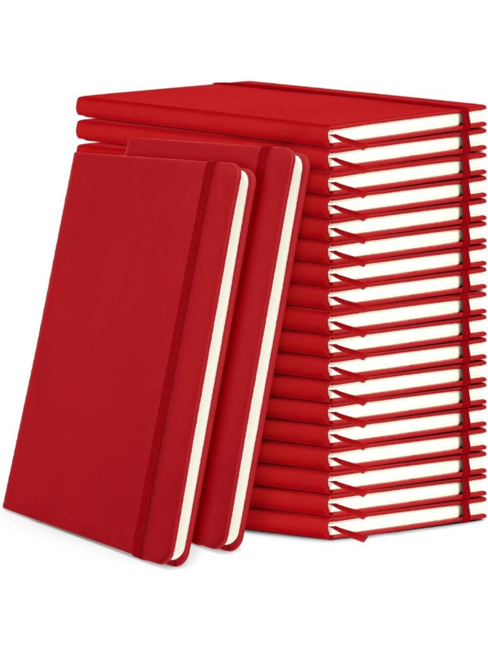 20 Pack A5 Lined Notebooks, PU Leather Journals, Red - Perfect for School